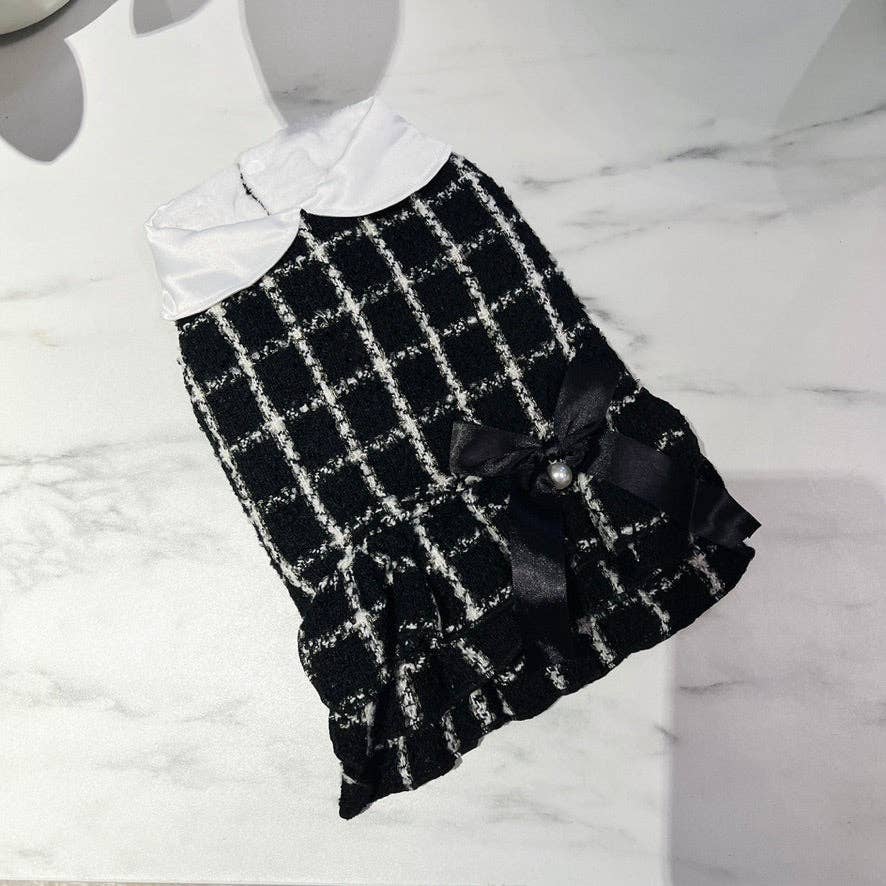 Classic | Tweed Style Monochrome Pet Dress - The Bougie Pet Boutique