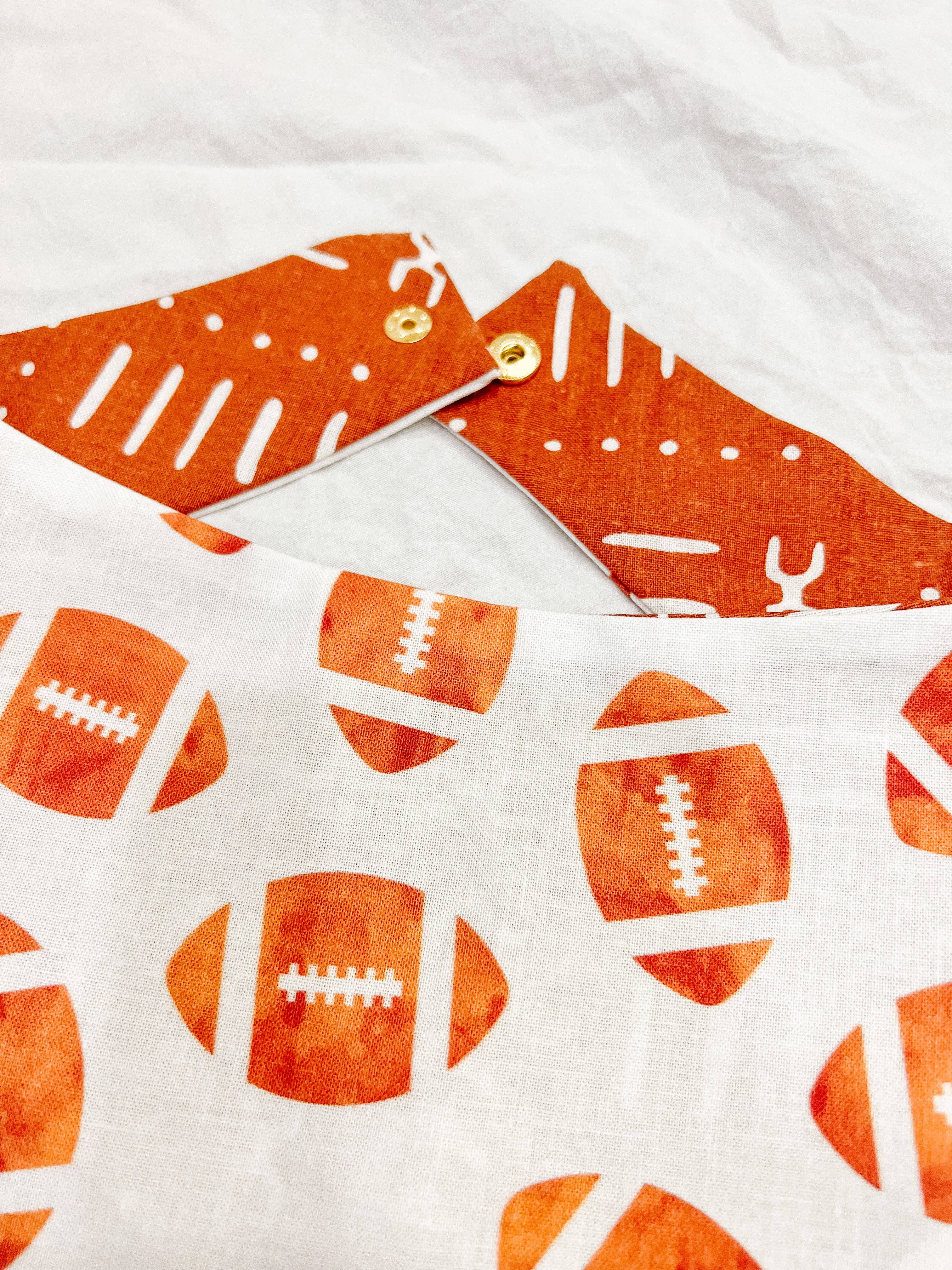 Football Reversible Dog Bandana, Fall Metal SnapOn Pet Scarf - The Bougie Pet Boutique