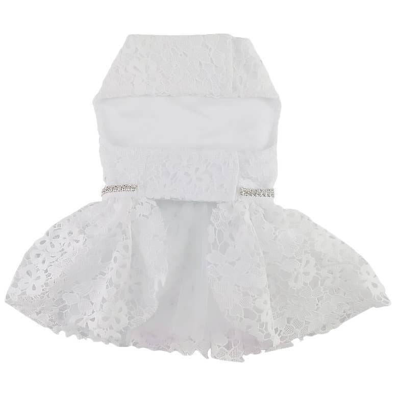 White Lace Dog Wedding Dress with Matching Leash Doggie Design