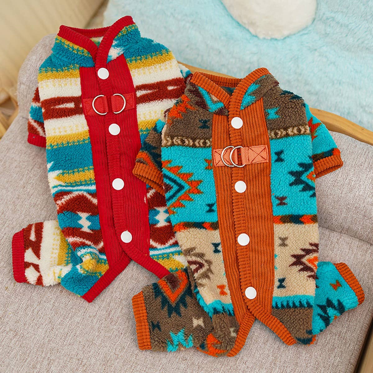 Warm Fair Isle Pet Onesie, Winter Fleece Suit_CWMM12022 PAWPAWwholesale