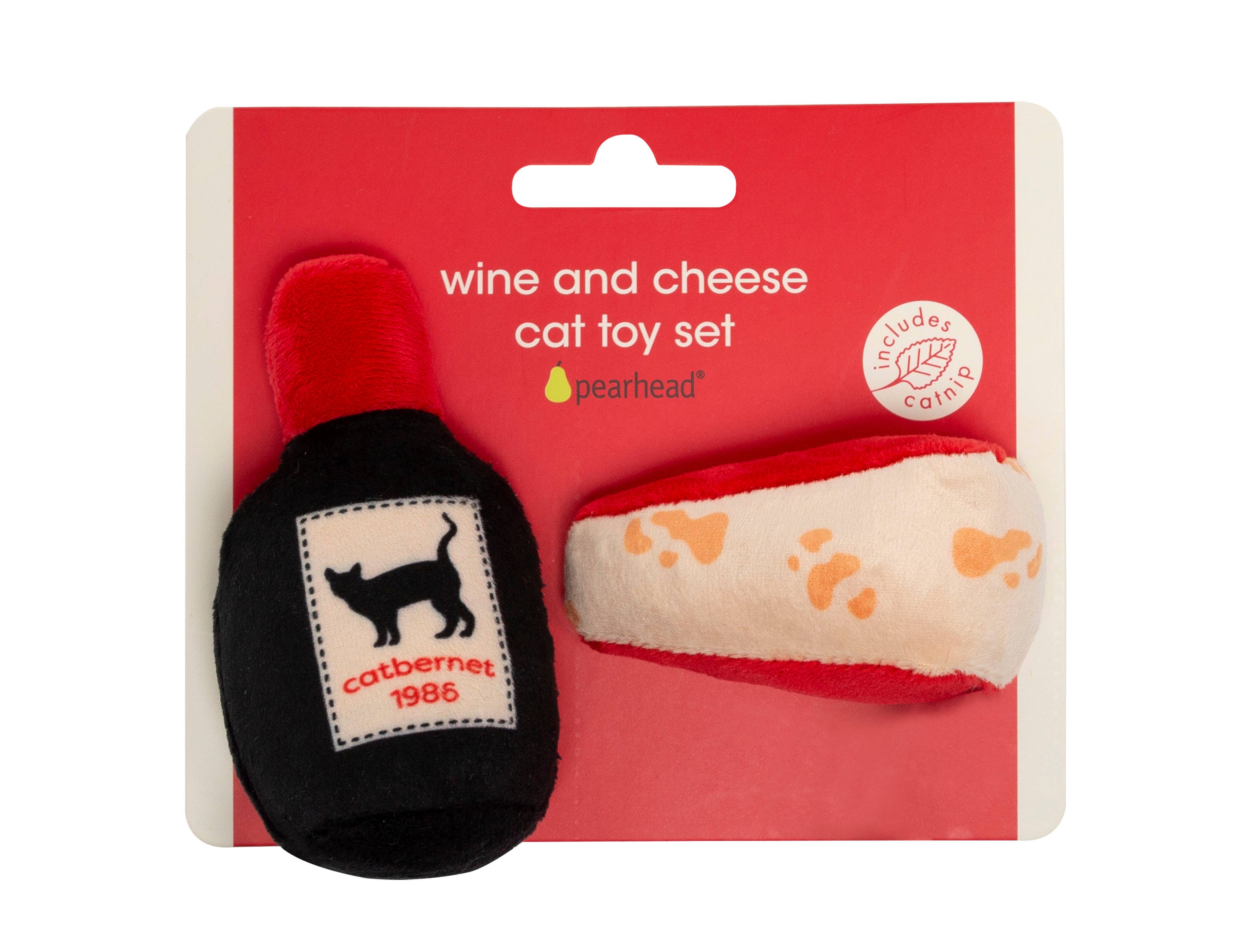 Cheese and Wine Cat Toys, Set Of 2