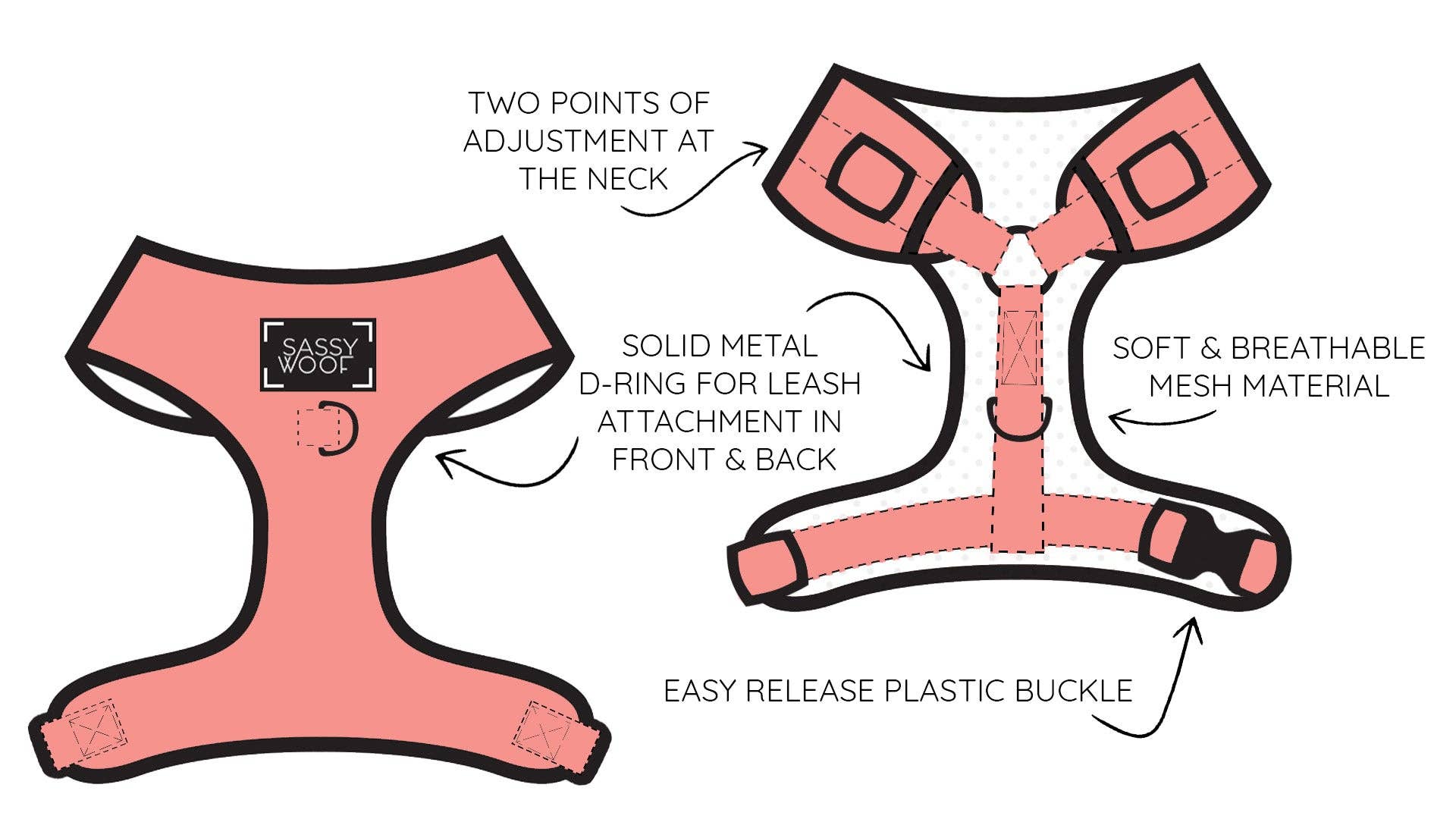 Dog Adjustable Harness - Malibu - The Bougie Pet Boutique