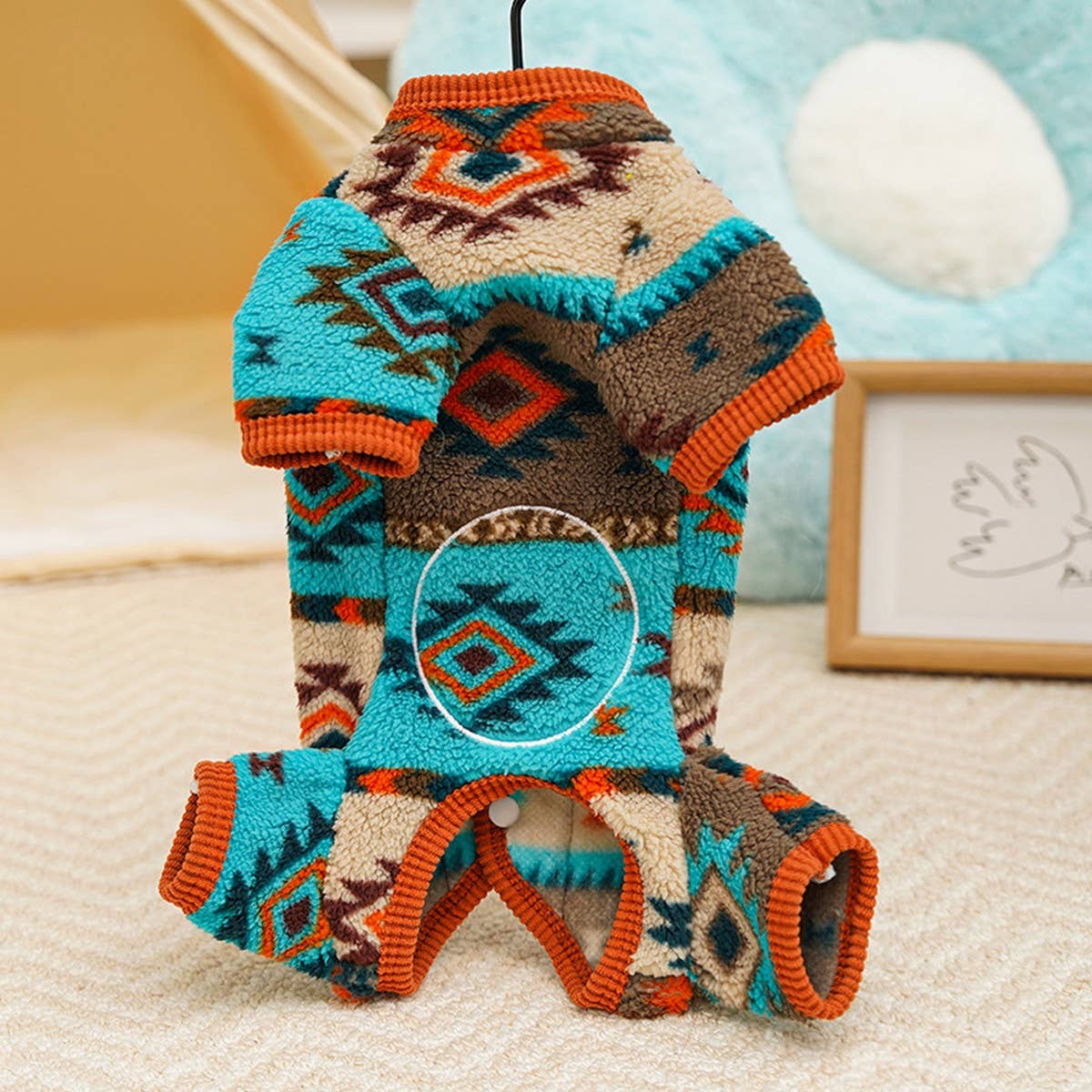 Warm Fair Isle Pet Onesie, Winter Fleece Suit_CWMM12022 PAWPAWwholesale
