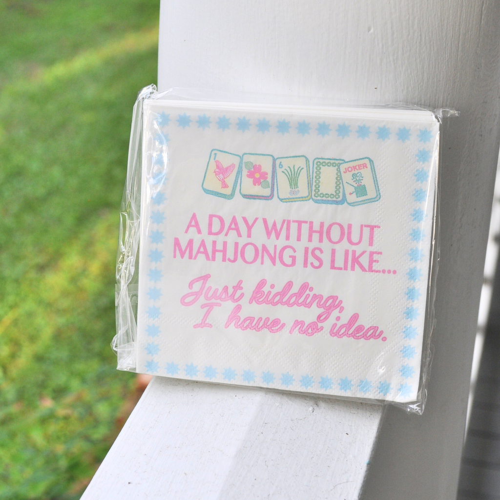"Day Without Mahjong" Cocktail Napkins Middle & Main Mahjong