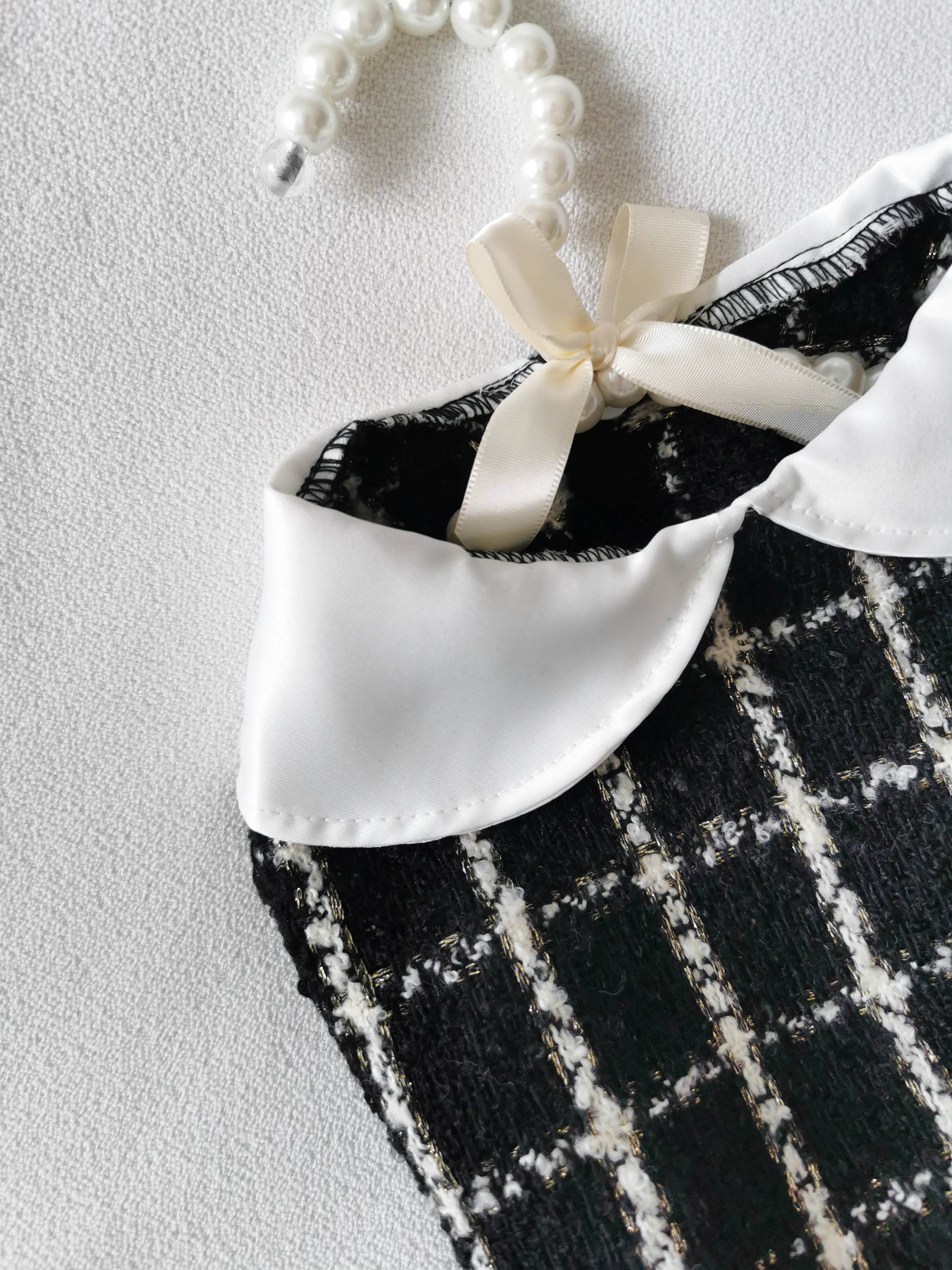 Classic | Tweed Style Monochrome Pet Dress - The Bougie Pet Boutique