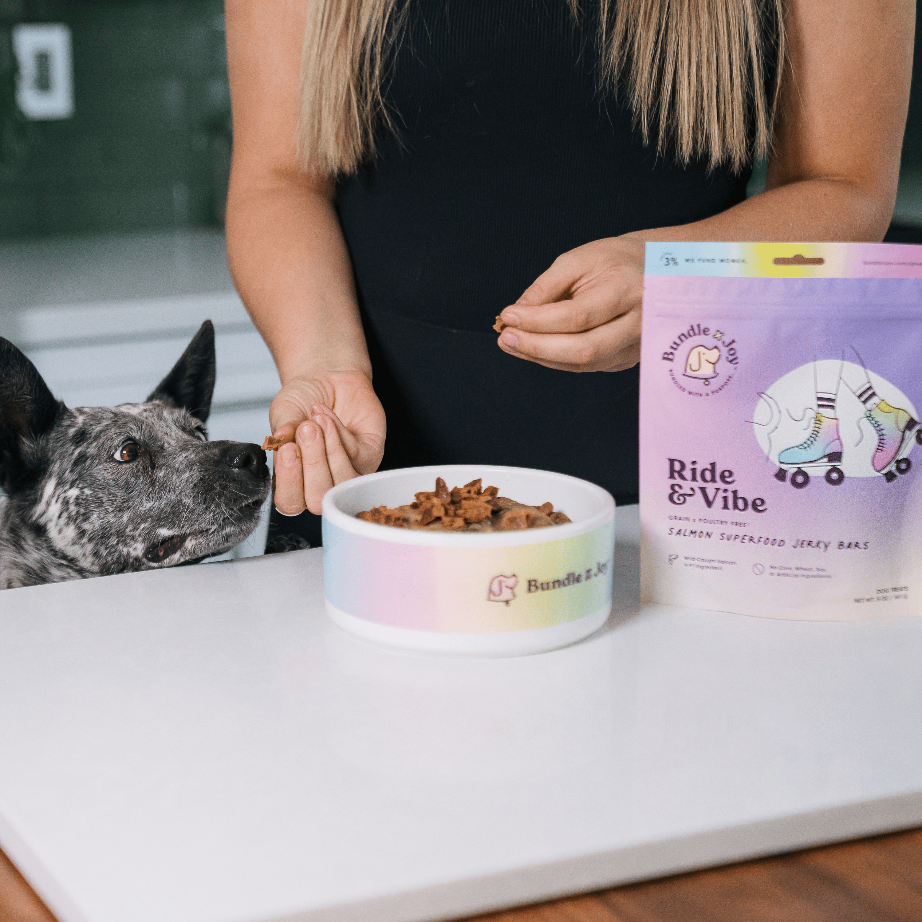 Ride & Vibe Wildlachs-Jerky-Riegel für Hunde 142g