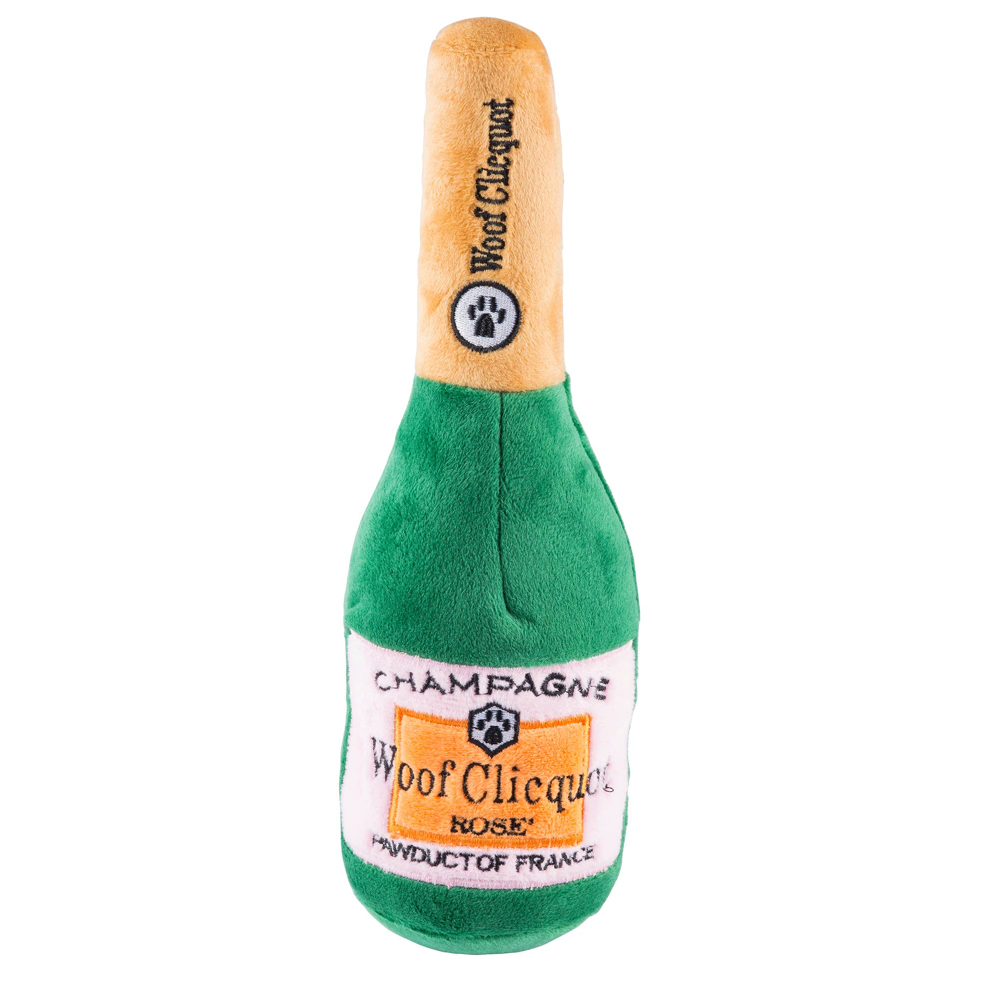 Woof Clicquot Rose' Champagne Bottle Squeaker Dog Toy - The Bougie Pet Boutique