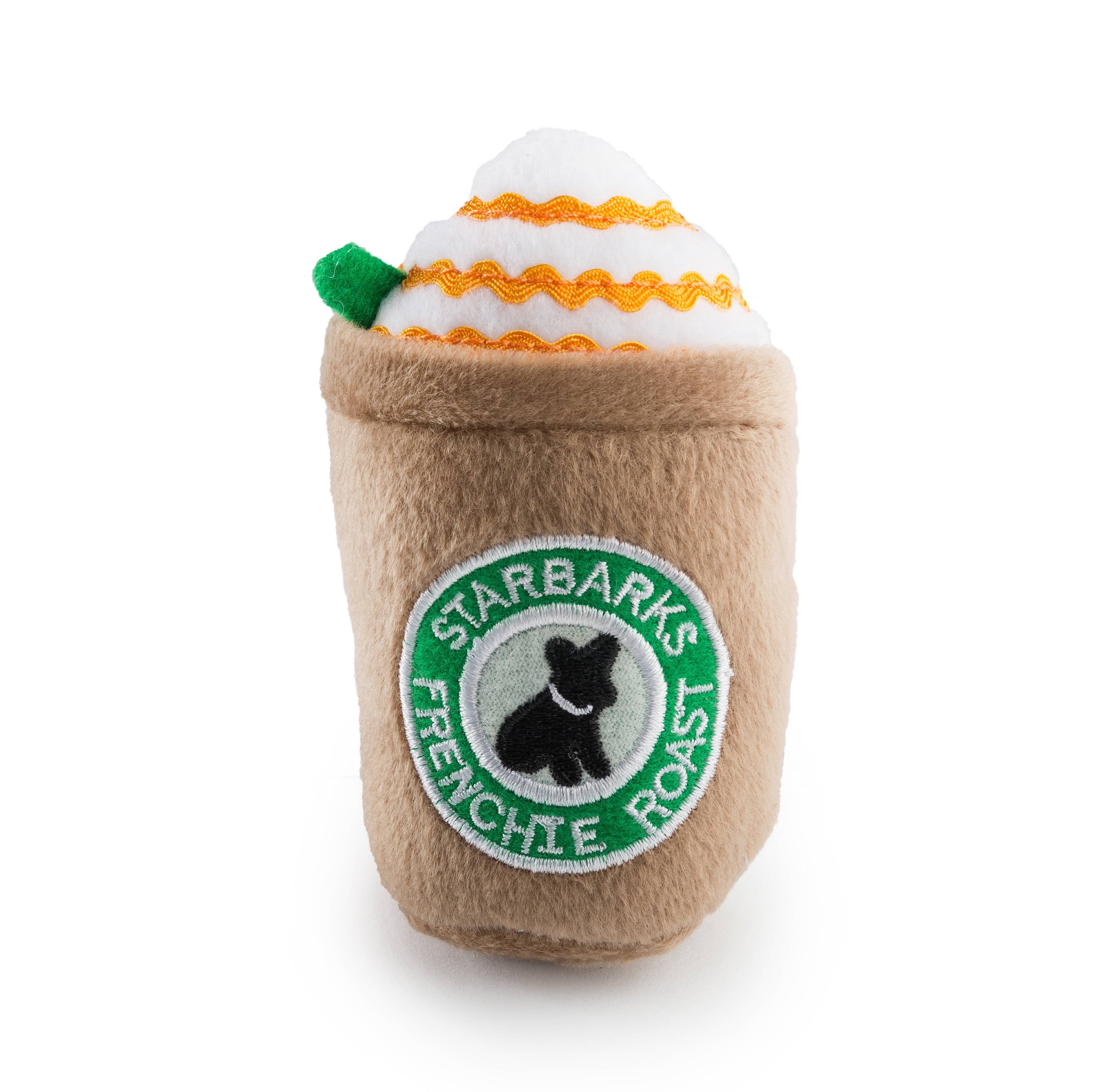 Starbarks Frenchie Roast W/ Straw Squeaker Dog Toy - The Bougie Pet Boutique