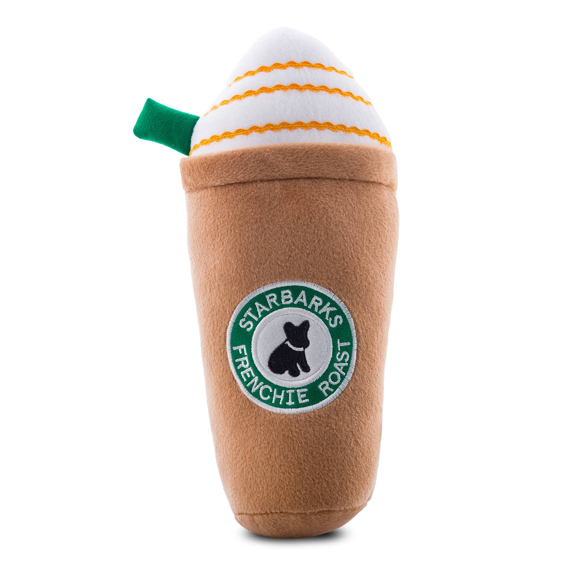 Starbarks Frenchie Roast W/ Straw Squeaker Dog Toy - The Bougie Pet Boutique