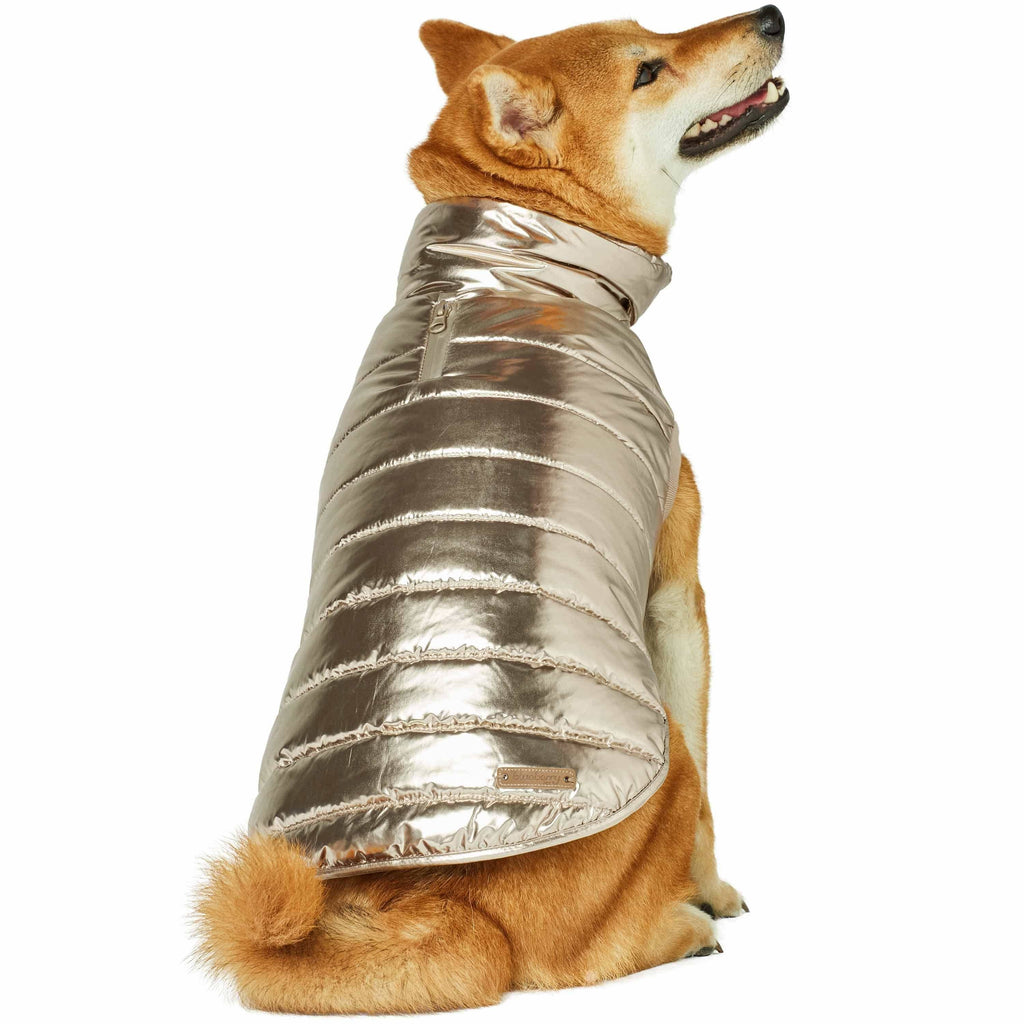 Custom-woven& Dyed Puffer Jacket, Flex Chest + Leash Opening - The Bougie Pet Boutique