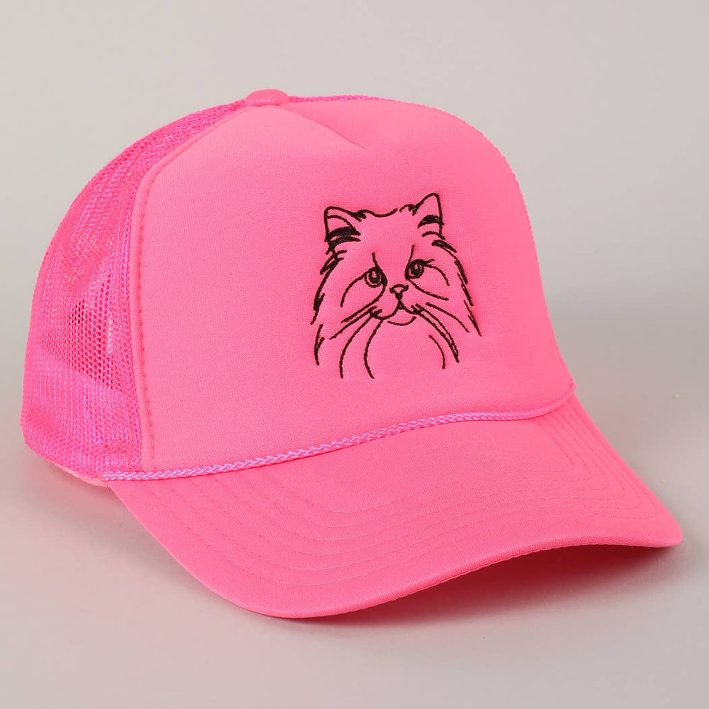 Persian Cat Line Drawing Embroidery Foam Hat Fashion City