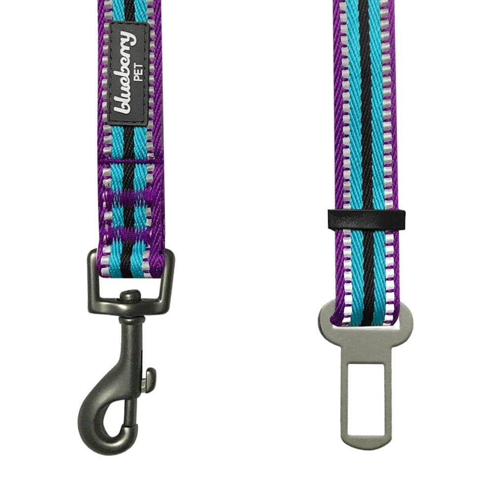 3M Reflective Safety Dog Seatbelt Tether in Multi-colored Stripes - The Bougie Pet Boutique