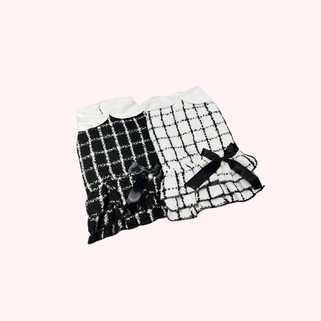 Classic | Tweed Style Monochrome Pet Dress - The Bougie Pet Boutique
