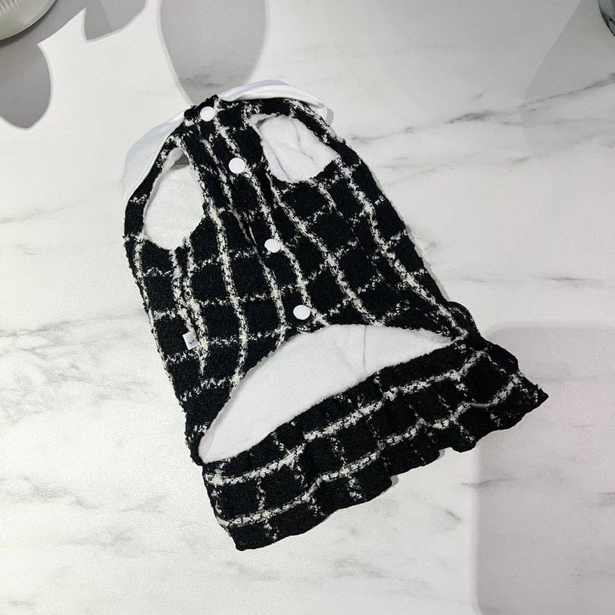 Classic | Tweed Style Monochrome Pet Dress - The Bougie Pet Boutique