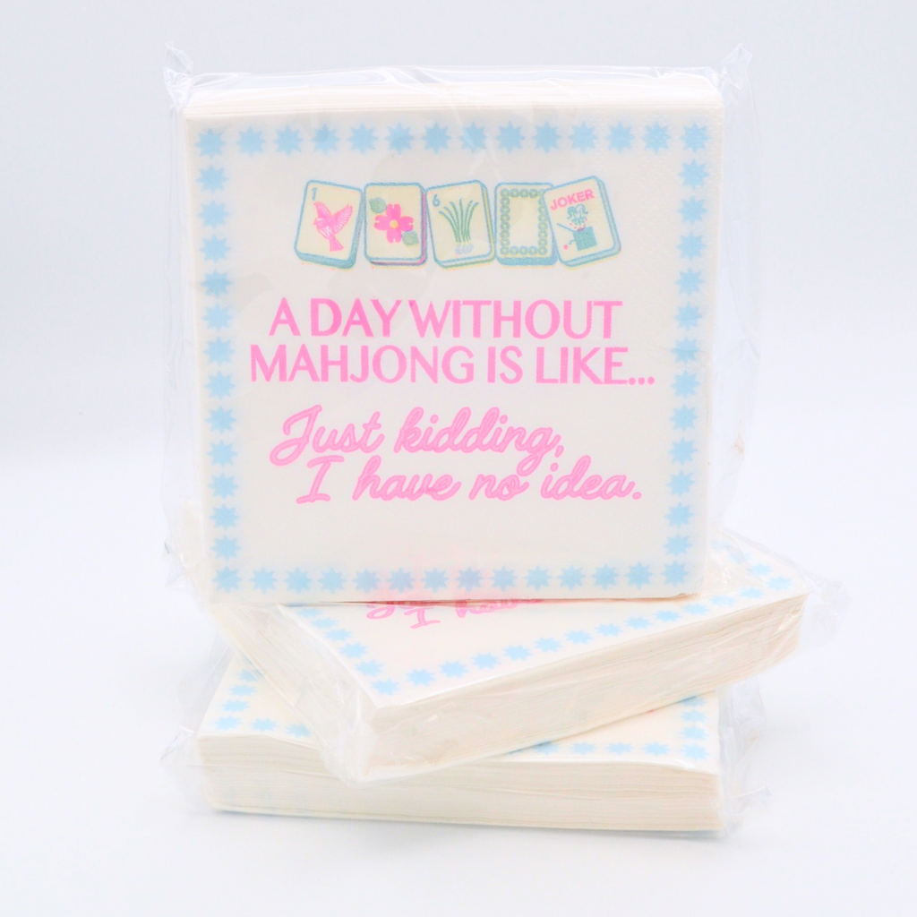 "Day Without Mahjong" Cocktail Napkins Middle & Main Mahjong
