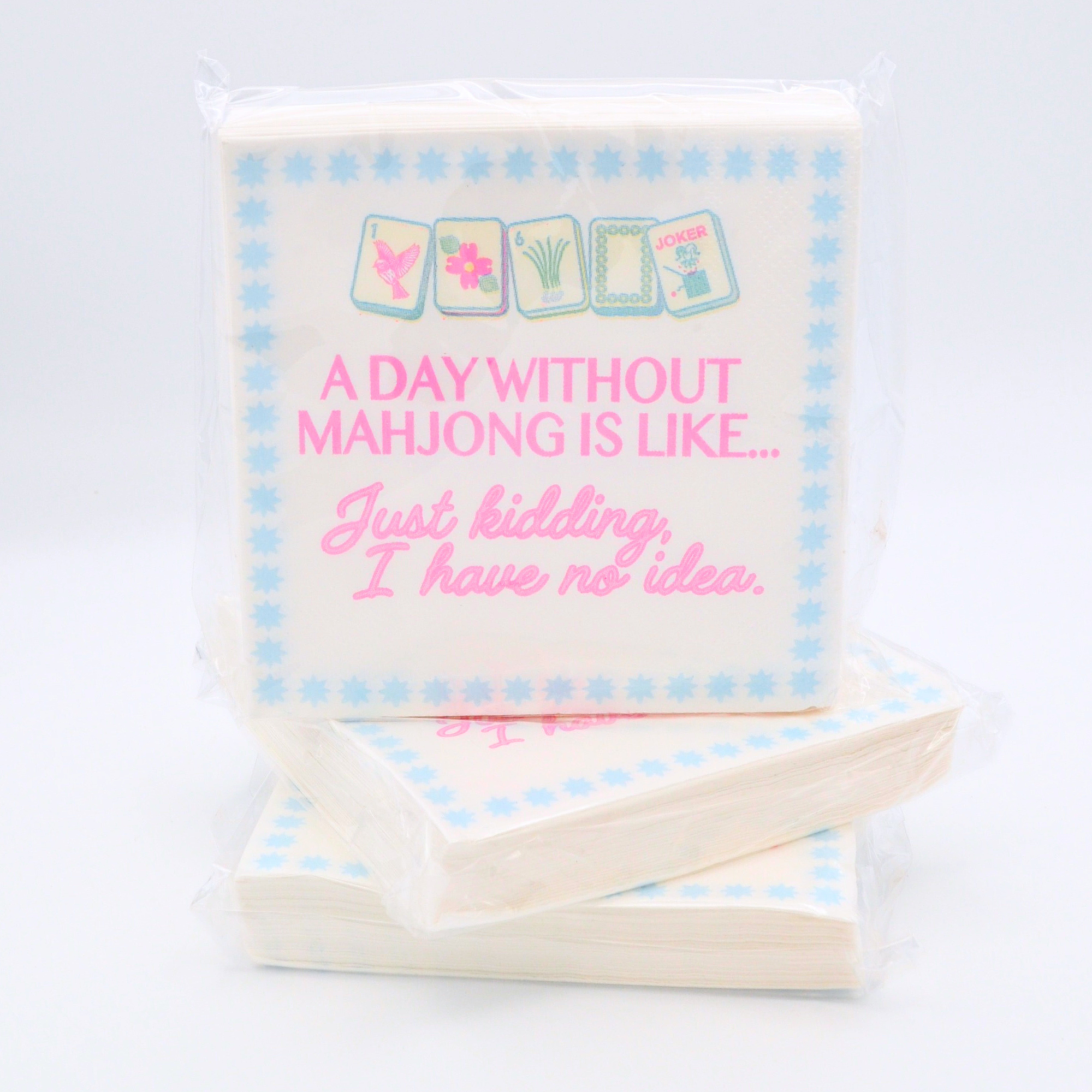 "Day Without Mahjong" Cocktail Napkins Middle & Main Mahjong