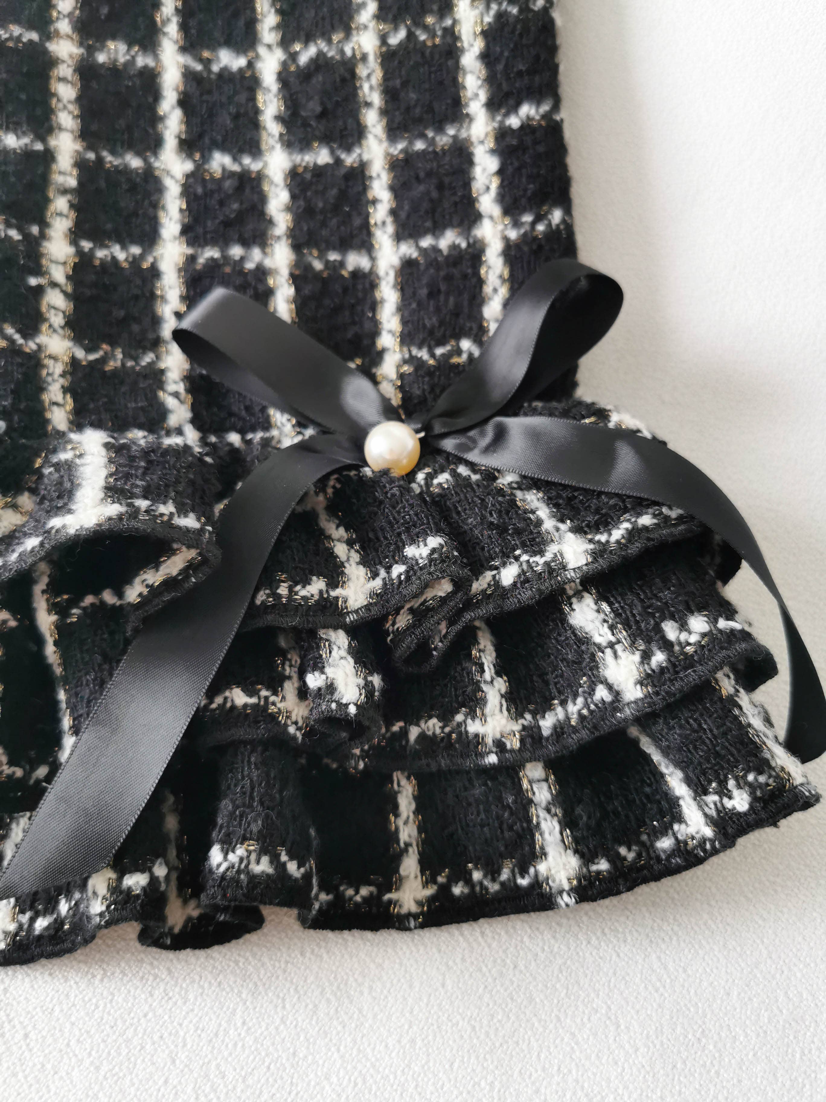 Classic | Tweed Style Monochrome Pet Dress - The Bougie Pet Boutique