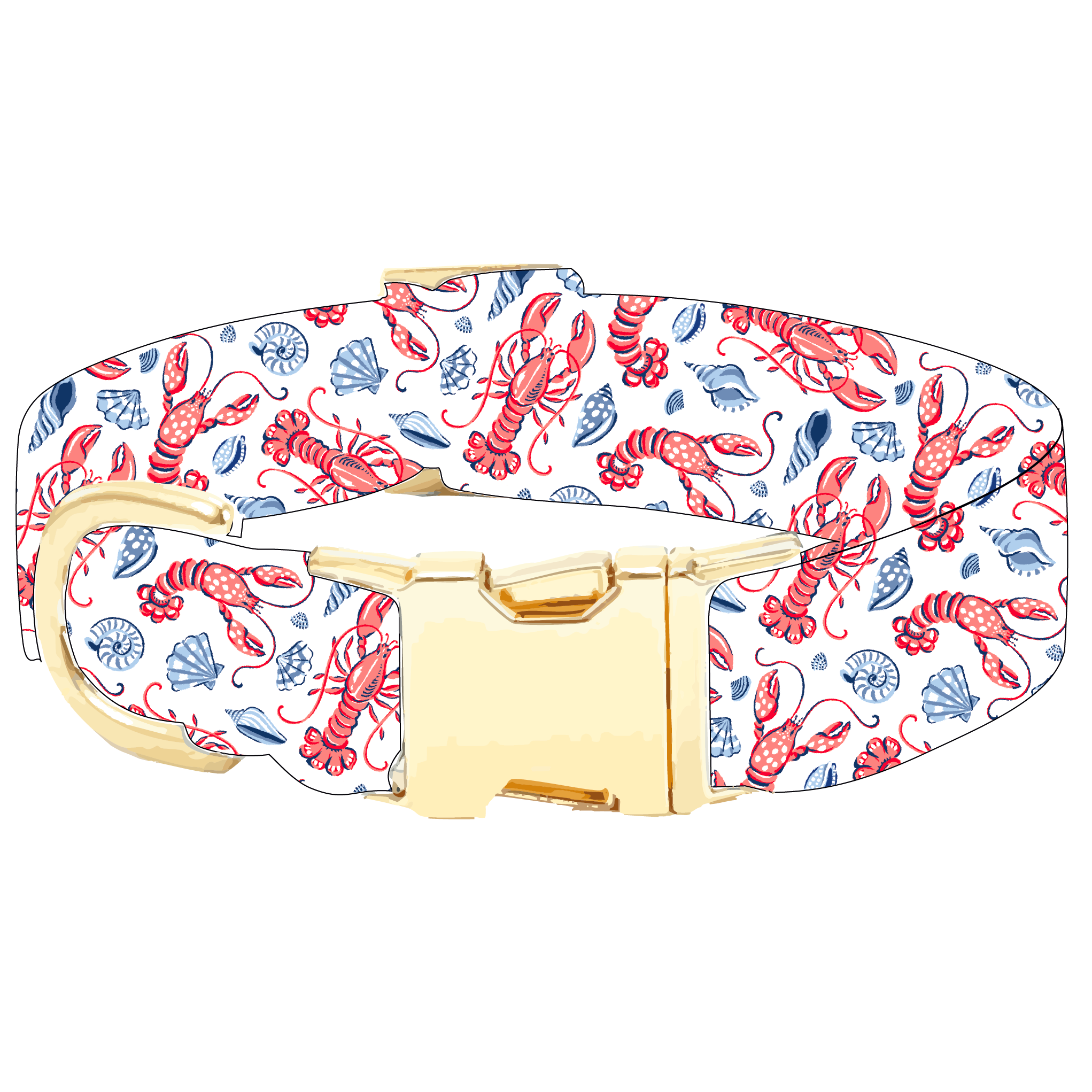 Printfresh x TFD Lobster Landing Dog Collar The Foggy Dog