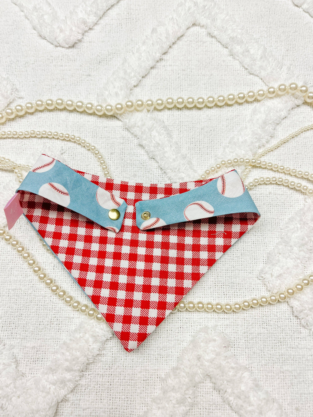 Baseball Reversible Dog Bandana, Metal Snap On Spring Scarf - The Bougie Pet Boutique