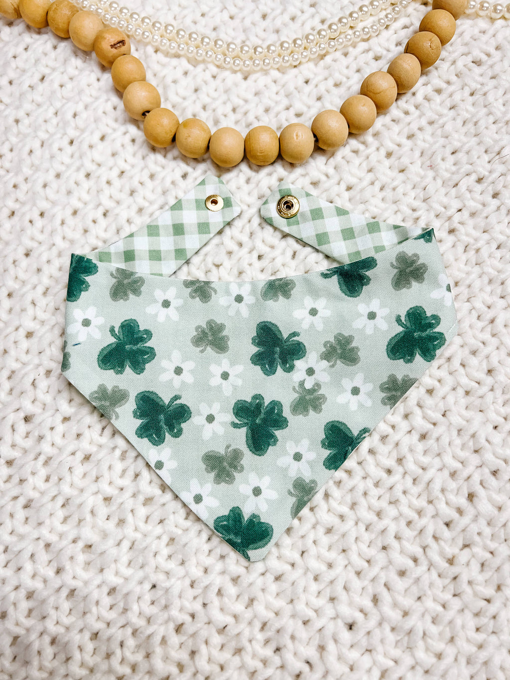Clovers Reversible Dog Bandana, Spring Flower Pet Scarf snap - The Bougie Pet Boutique