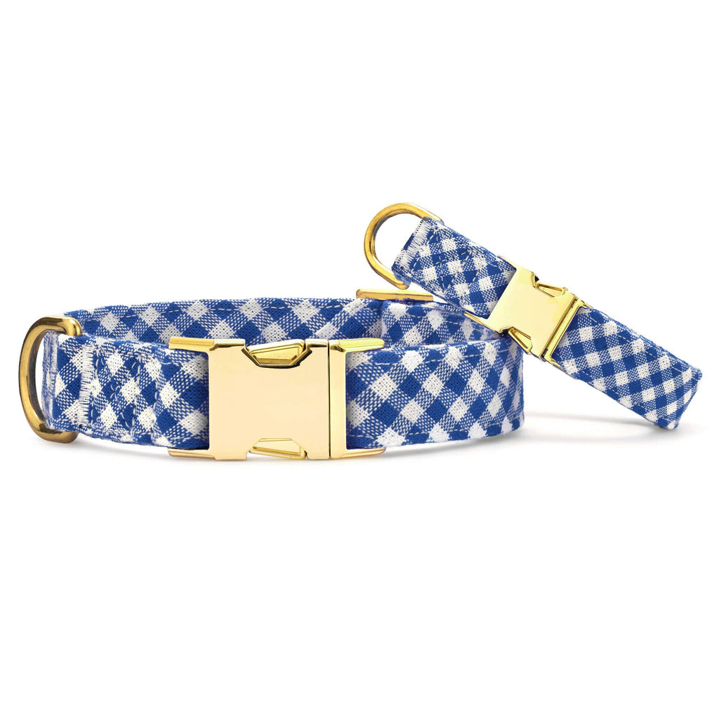 Lake Blue Gingham Summer Dog Collar - The Bougie Pet Boutique