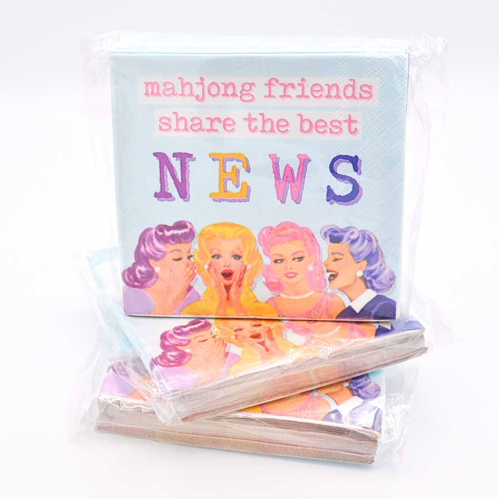 "Mahjong Friends Share the Best NEWS" Cocktail Napkins Middle & Main Mahjong