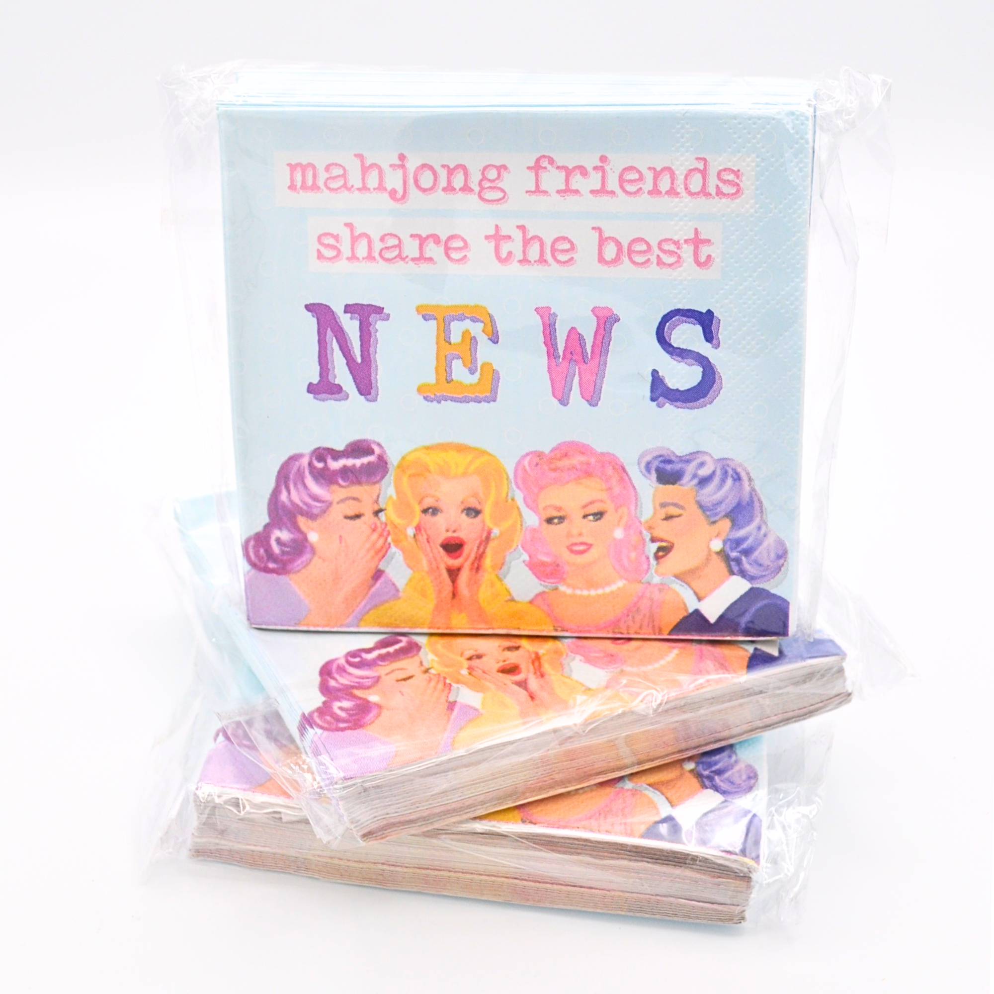 "Mahjong Friends Share the Best NEWS" Cocktail Napkins Middle & Main Mahjong