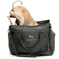Dog Car Seat Carrier Orthopedic Crushed Foam, Black, Vegan Leather - The Bougie Pet Boutique