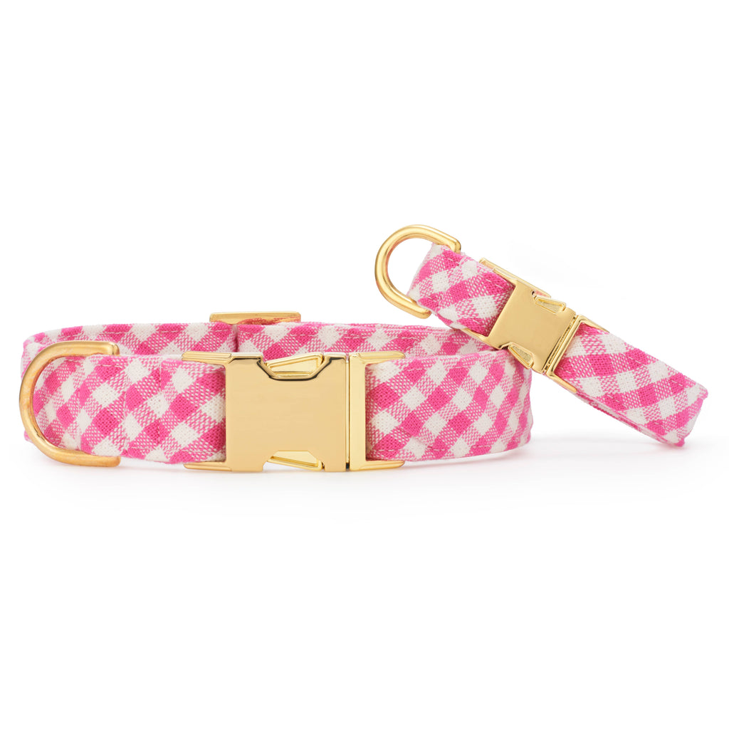 Hot Pink Gingham Dog Collar - The Bougie Pet Boutique