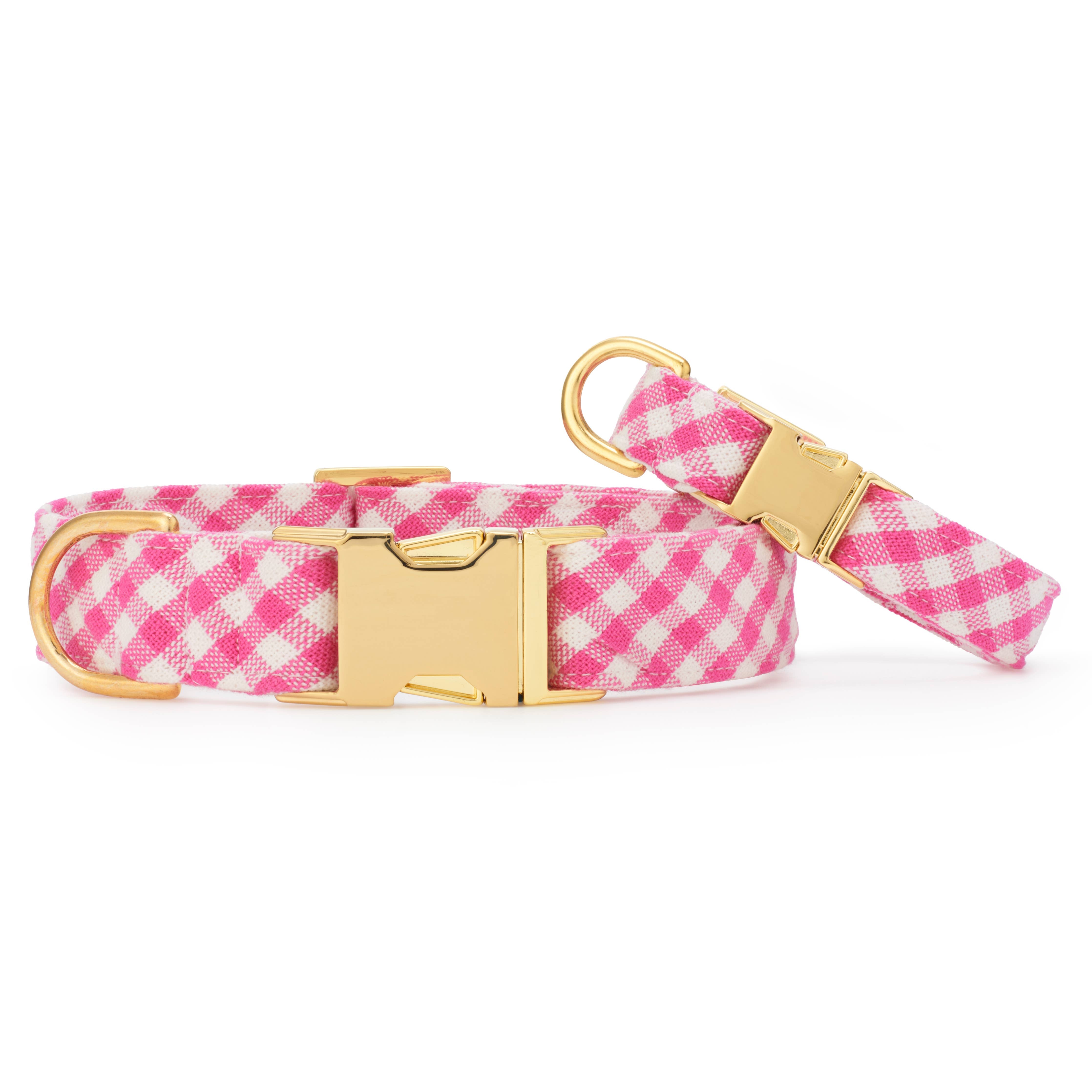 Hot Pink Gingham Dog Collar