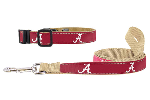 Alabama Crimson Tide Adjustable Ribbon Dog Collar Lead. - The Bougie Pet Boutique