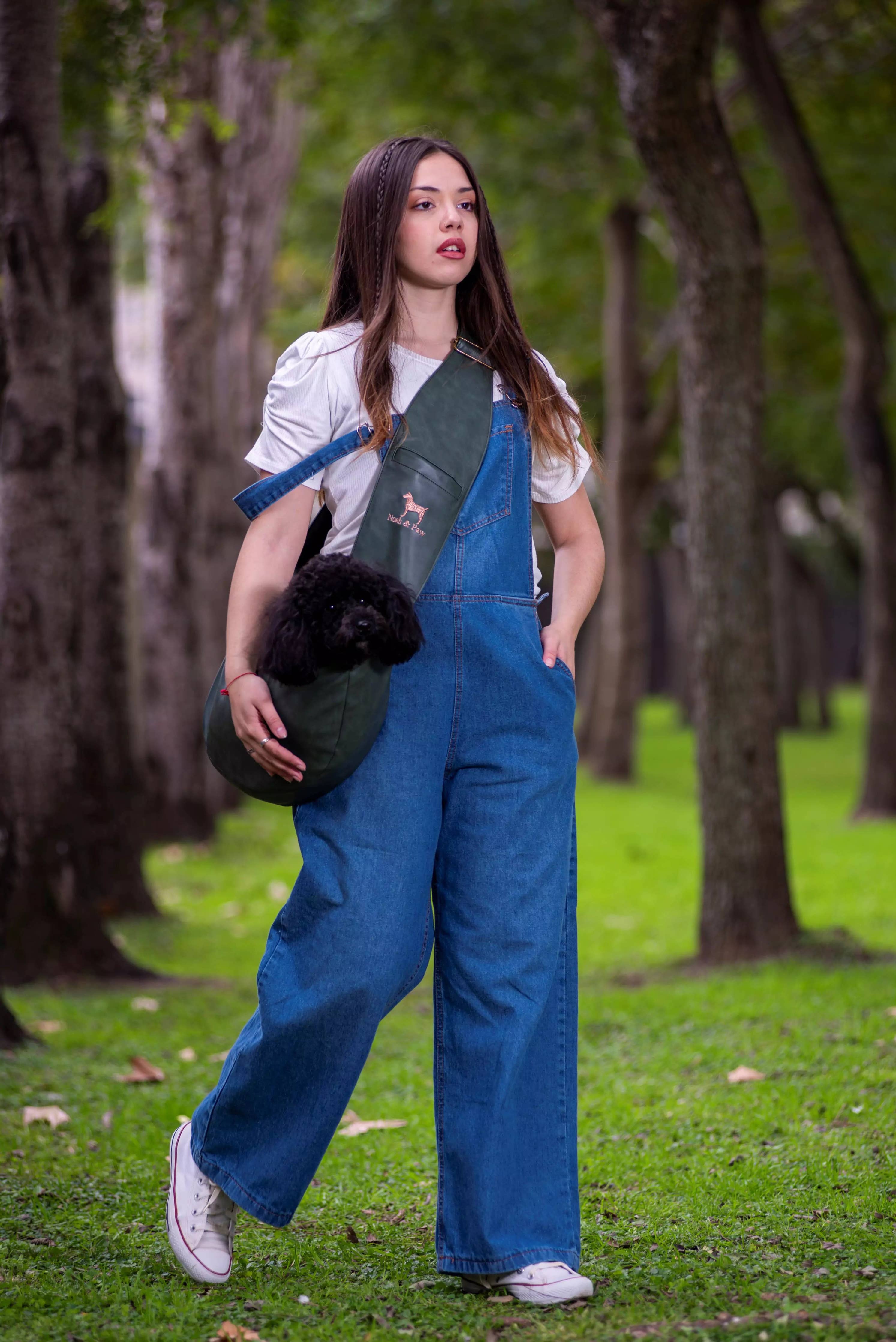 Vegan Leather Pet sling Carrier 3x Safety - The Bougie Pet Boutique