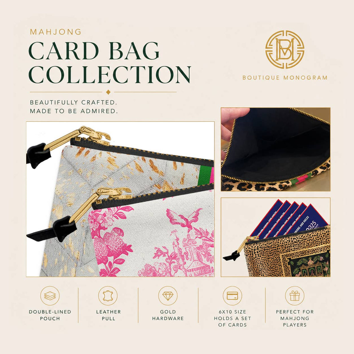 Mahjong Tile and Card Bag, Boutique Monogram Boutique Monogram