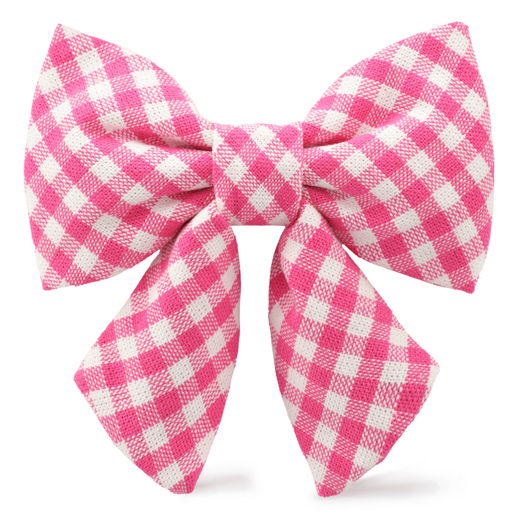 Hot Pink Gingham Lady Dog Bow - The Bougie Pet Boutique