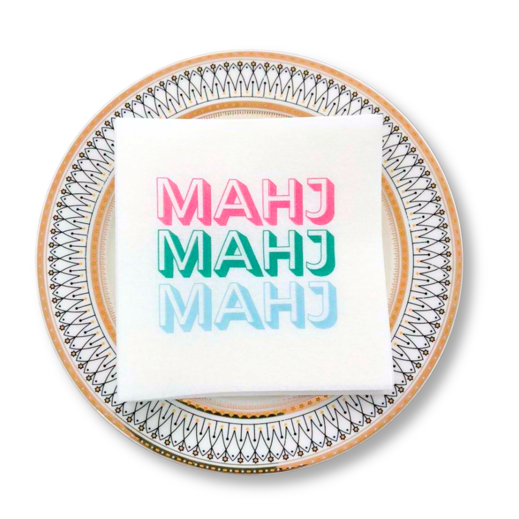 Mahjong Cocktail Napkins - 50-Pack | 5'' x 5'' folded Mahjon My Fair Mahjong