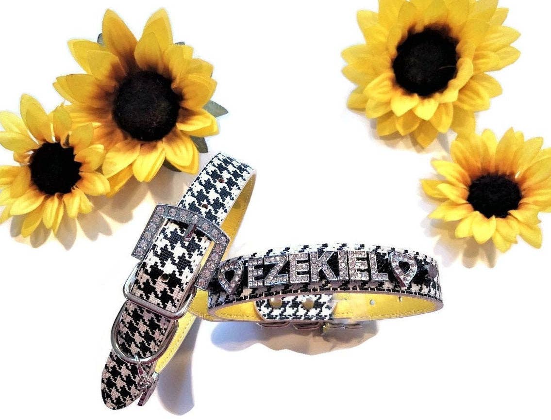 Personalized Pet Collar Houndstooth - The Bougie Pet Boutique