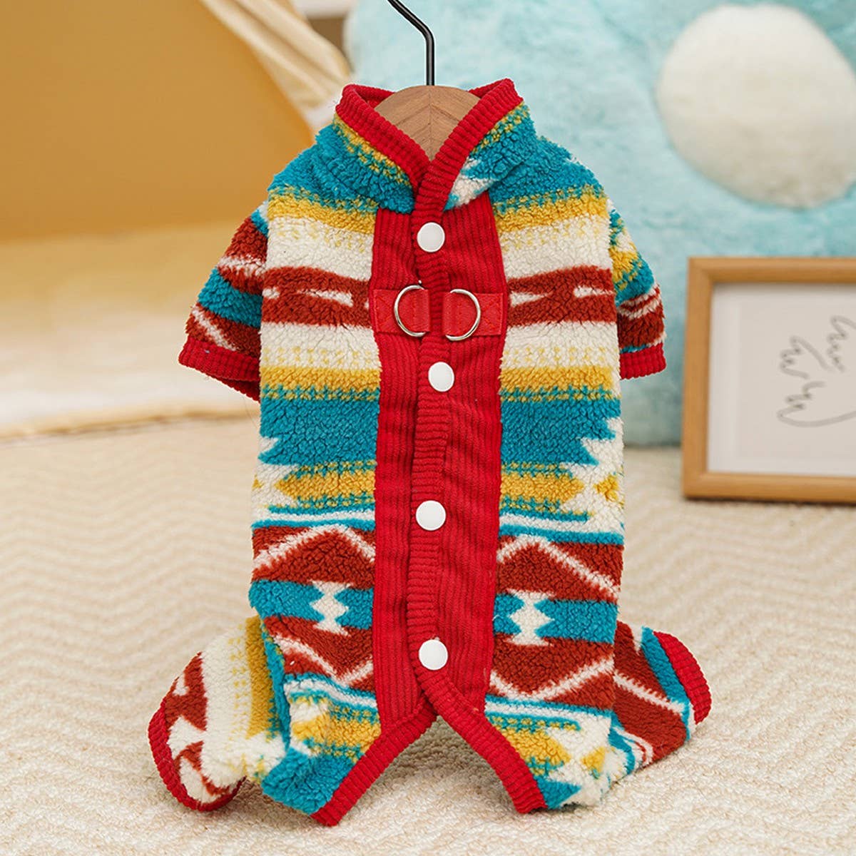 Warm Fair Isle Pet Onesie, Winter Fleece Suit_CWMM12022 PAWPAWwholesale