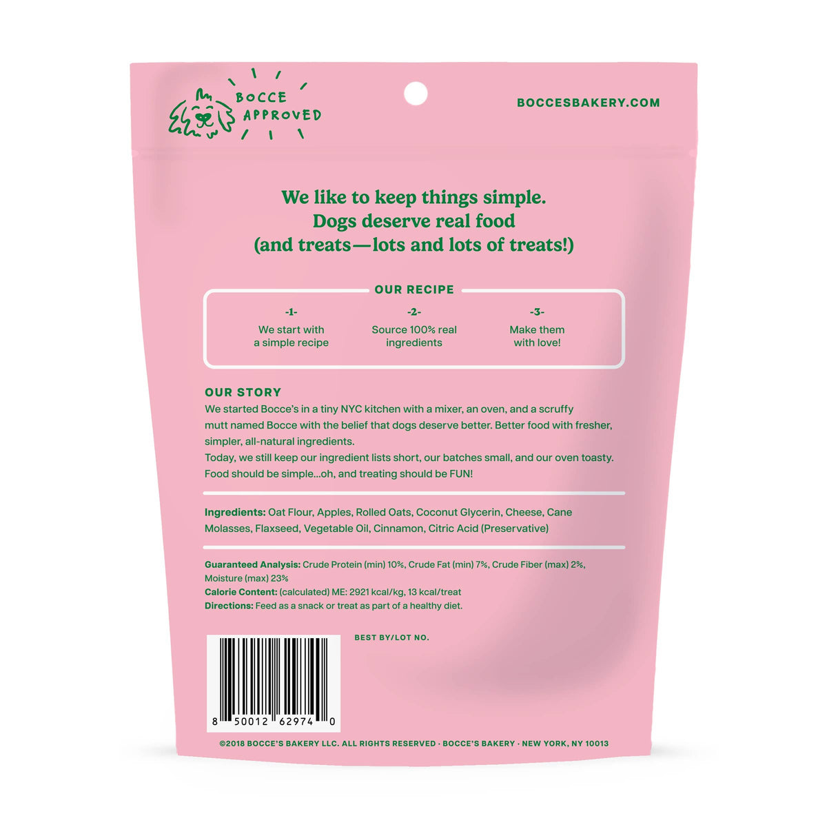Bocce's Bakery Fireside Apple Pie Soft & Chewy Treats 6oz Pet Palette Distribution