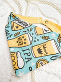 Blue Beer Reversible Dog Bandana, Drinking Pet Scarf, SnapOn - The Bougie Pet Boutique