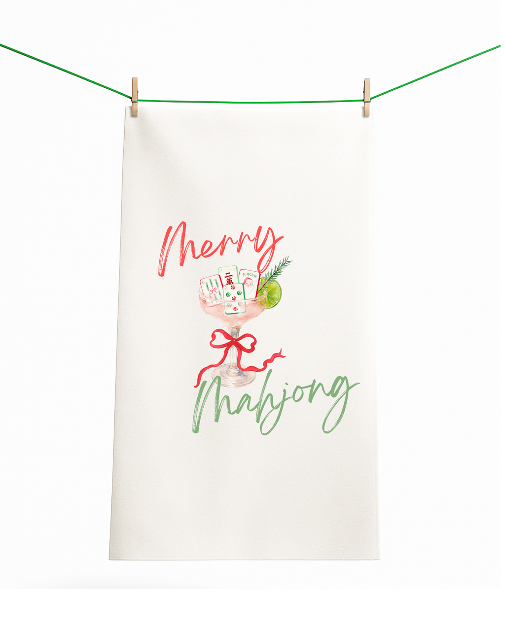 Mahjong Christmas gift towel holiday cute hostess gift Aspen Lane