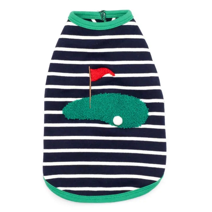Navy Striped Golf Tee - The Bougie Pet Boutique