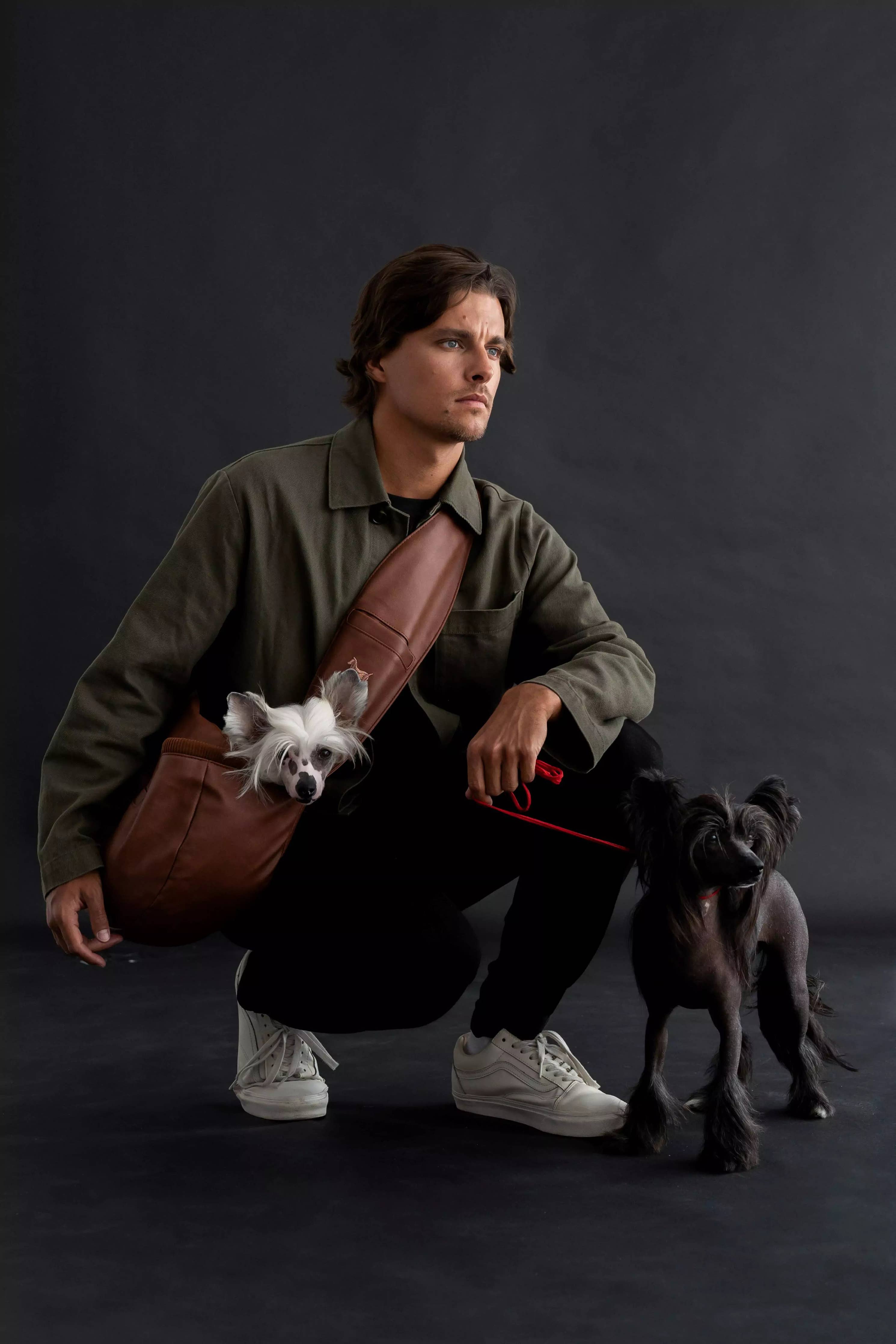 Vegan Leather Pet sling Carrier 3x Safety - The Bougie Pet Boutique