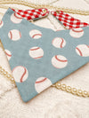 Baseball Reversible Dog Bandana, Metal Snap On Spring Scarf