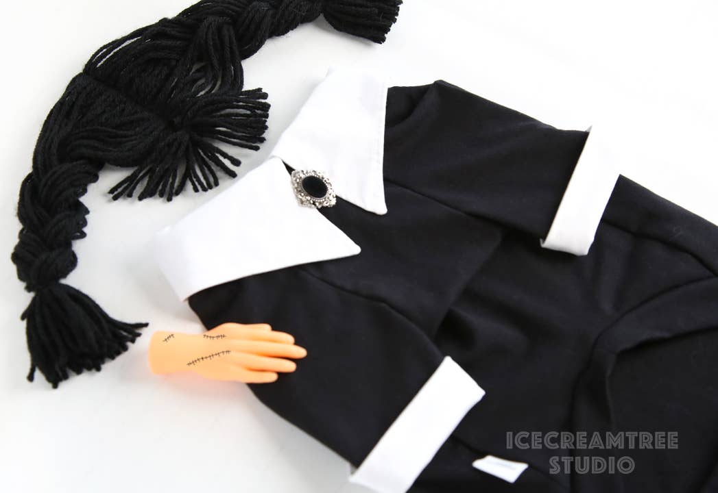 Wednesday Look Outfit Black Shirt Dress - Dog Cat