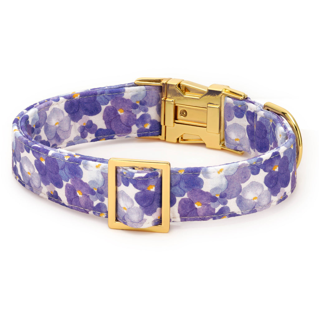 Pressed Pansies Spring Dog Collar - The Bougie Pet Boutique