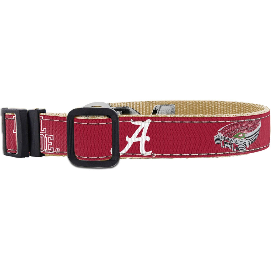 Alabama Crimson Tide Collegiate Woven Ribbon Dog Collar. - The Bougie Pet Boutique