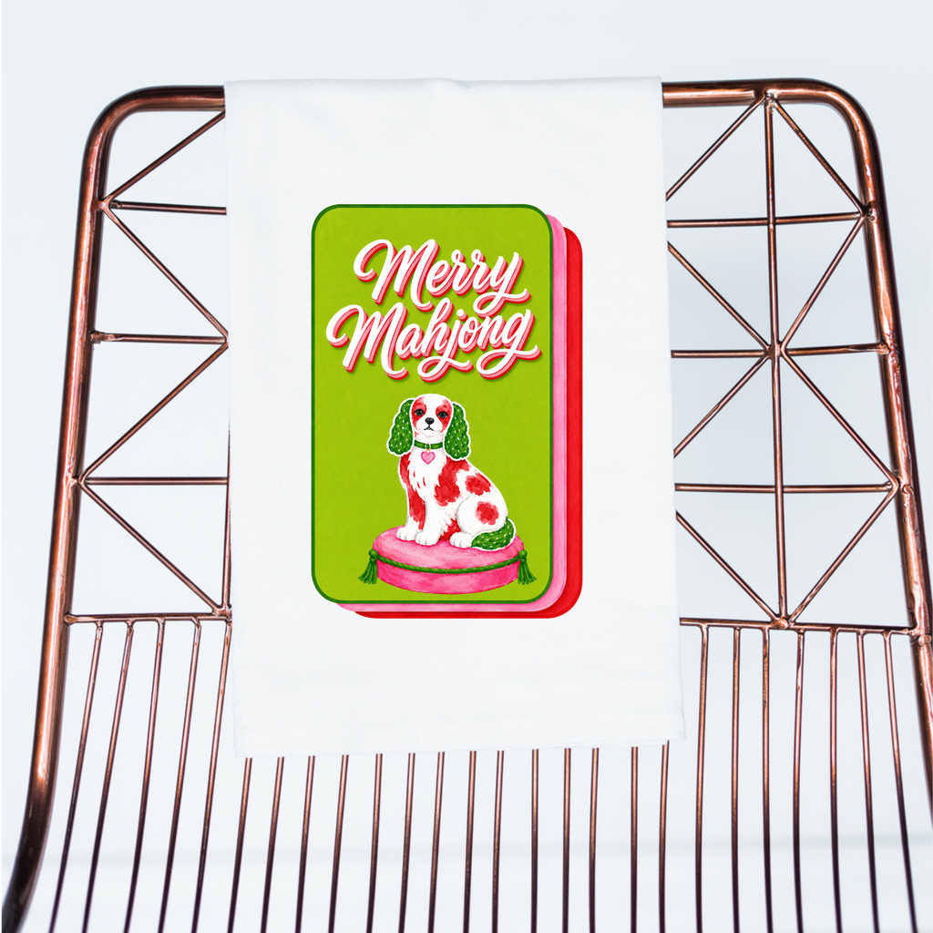 Mahjong Christmas Merry Mahjong Gift Towel Spaniel Aspen Lane