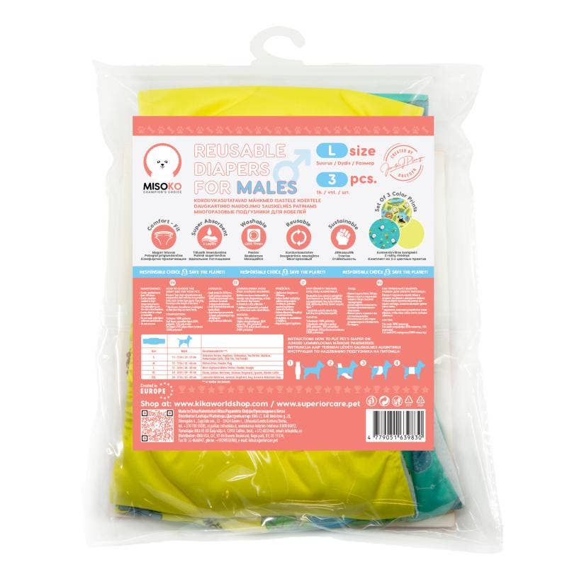 Reusable Male Dog Belly Bands – 3 Pack, Leakproof & Ultra Absorbent KIKA USA