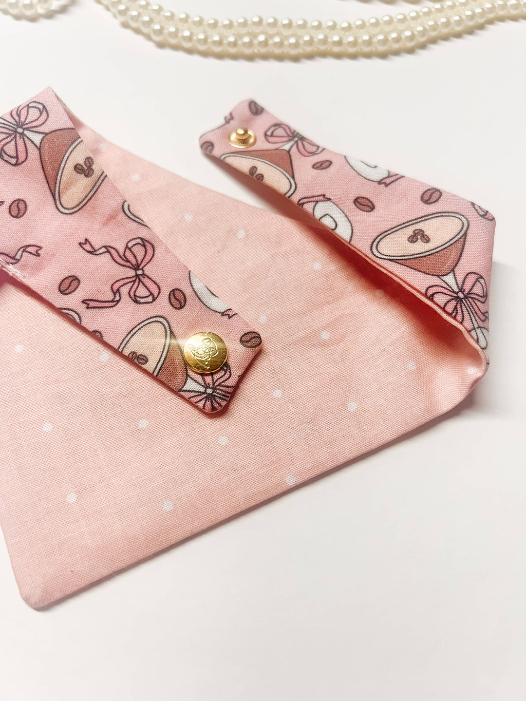 Coquette Martini Reversible Dog Bandana, Snap On Pet Collar - The Bougie Pet Boutique