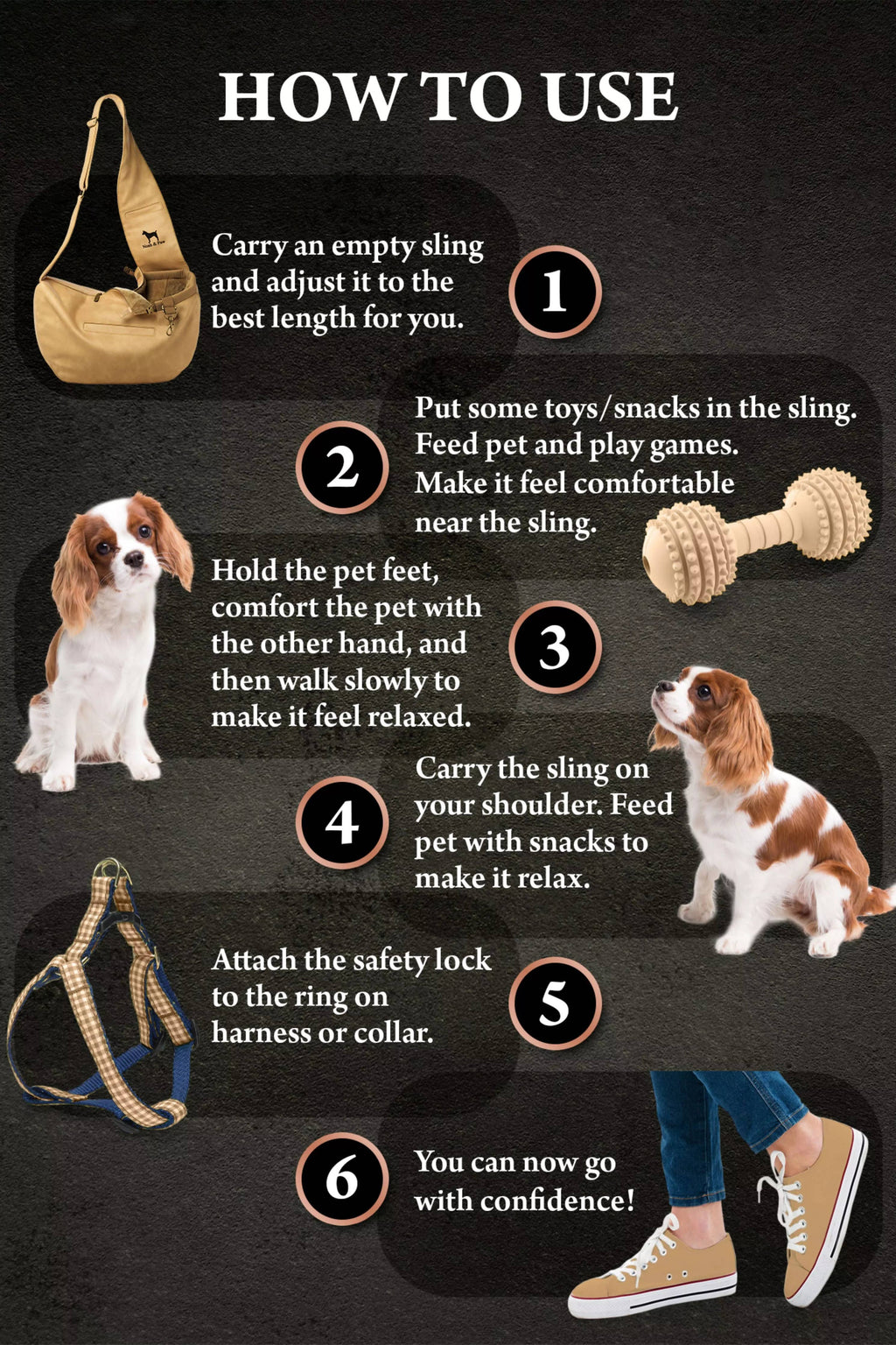 Vegan Leather Pet sling Carrier 3x Safety NOAH AND PAW LLC